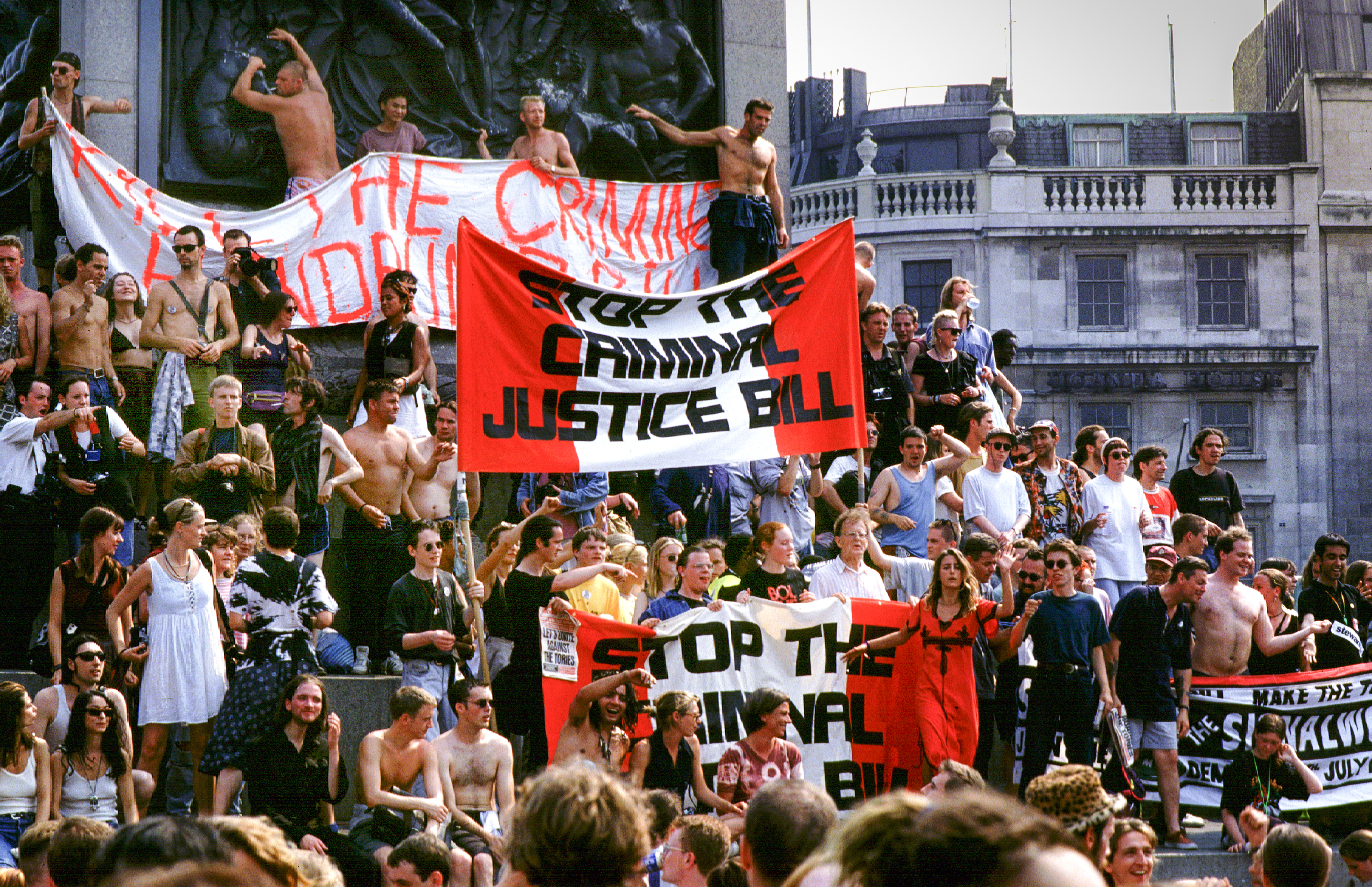 Alan Lodge. July 1994. Criminal Justice Bill Protest. Hyde Park To Trafalgar Square, London. Copyright Alan Lodge (1)